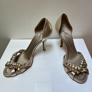 Giuseppe Zanotti gold jeweled heels, size 38